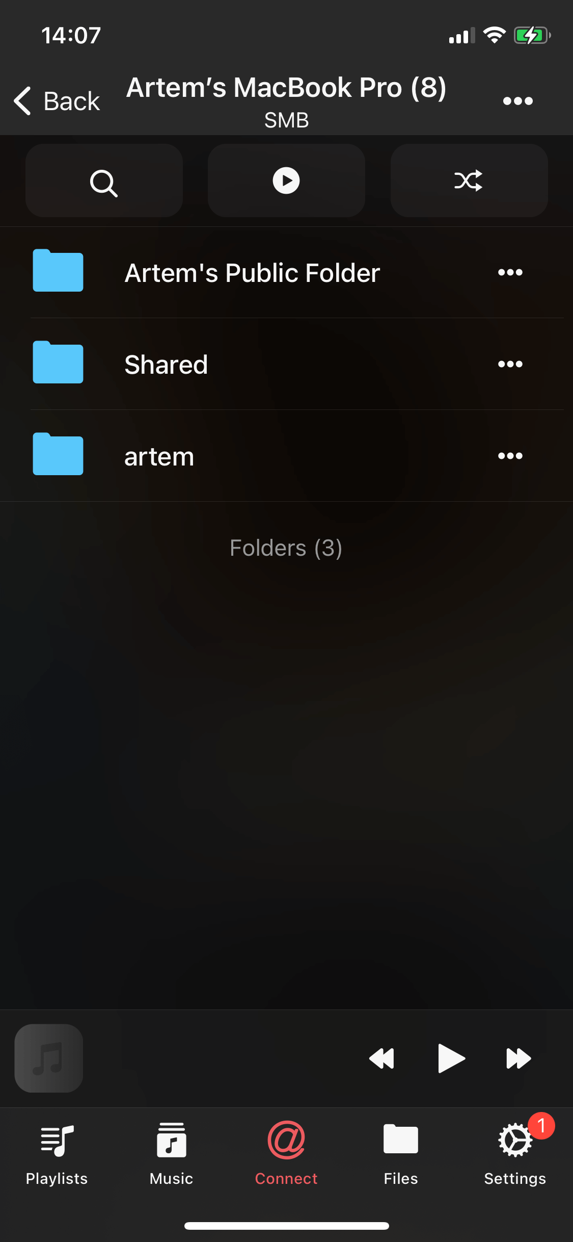 Evermusic Opened SMB Folder